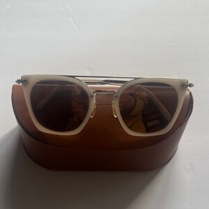Oliver People’s White Aviator Sunglasses with Yellow/ Brown Reflective Lenses